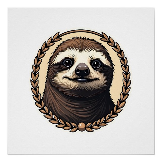 Póster Classic Sloth Engraving Nature Shirt (1) (Frente)