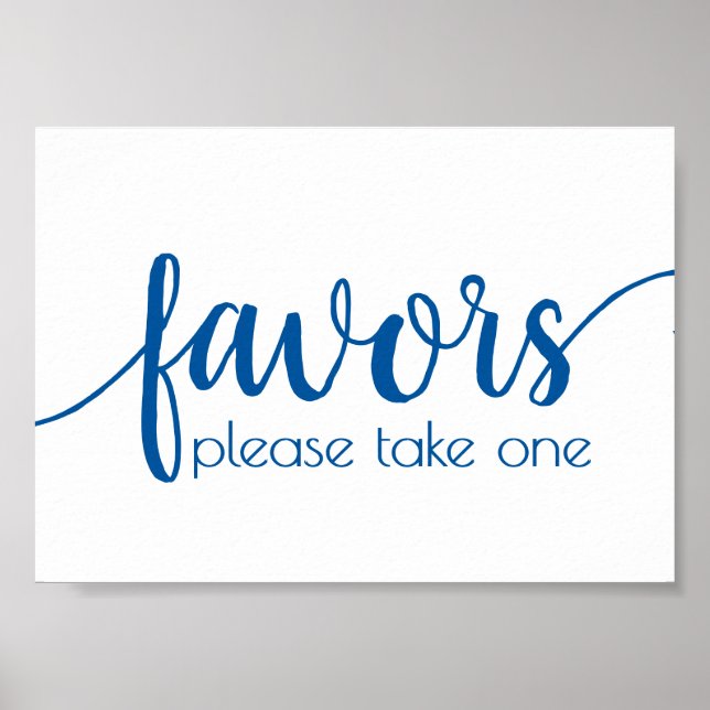 Poster Clássica Caligrafia Azul | Sinal de Mesa de Favore (Frente)