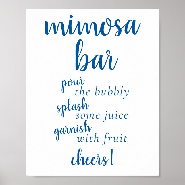 Poster Clássica Caligrafia Azul | Sinal de Script de Bar  (Frente)