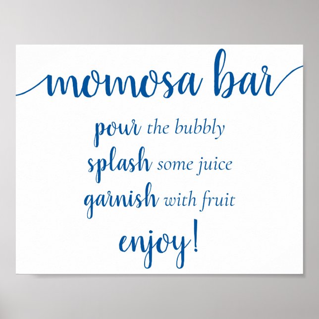 Poster Clássica Caligrafia Azul | Sinal de Script de Bar  (Frente)