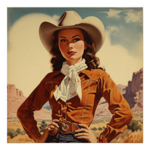 Póster Clássica Cowgirl Reverie: Sussurros Selvagens do O