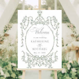 Poster Clássica Frame Floral Sage Green Wedding