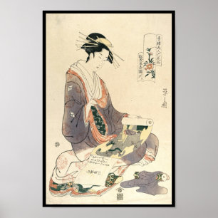 Póster Clássica vintage ukiyo-e geisha japanesa art