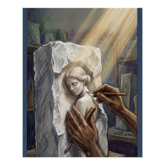 Póster Classical Marble Carving Illustration