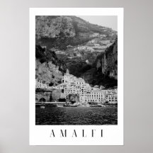 Poster clássico Amalfi preto e branco