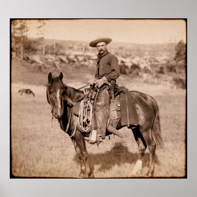 Póster CLÁSSICO AMERICANO COWBOY c. 1888 (Frente)