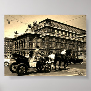 Poster Clássico Áustria Viena Fiaker Staatsoper ópera