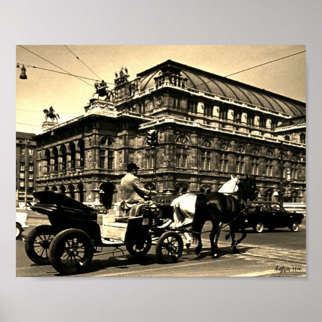 Poster Clássico Áustria Viena Fiaker Staatsoper ópera (Frente)