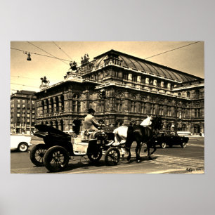 Poster Clássico Áustria Viena Fiaker Staatsoper ópera