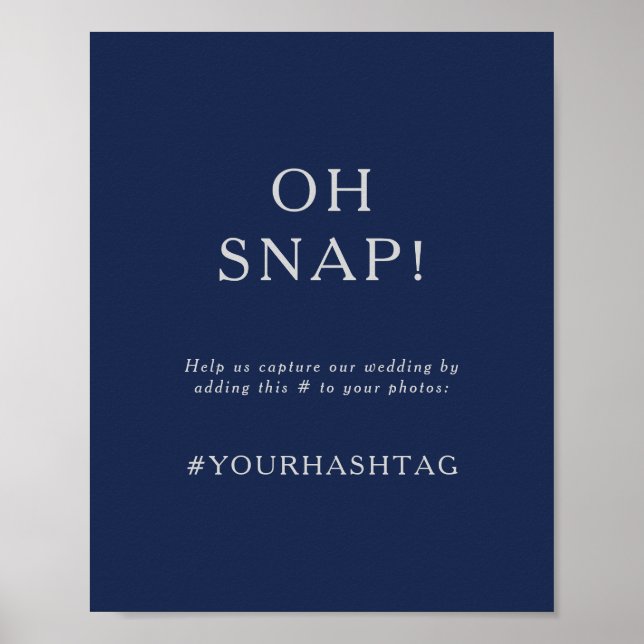 Poster Clássico Azul Marinho | Pronto Casamento Hashtag P (Frente)