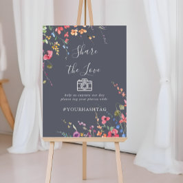 Poster Clássico Azul Selvagem Compartilha Hashtag de Amor