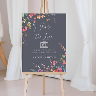 Poster Clássico Azul Selvagem Compartilha Hashtag de Amor