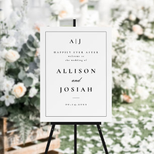 Poster Clássico Bem-vindo Casamento Preto e Branco