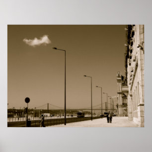 Póster Clássico Black and White City Street em Lisboa