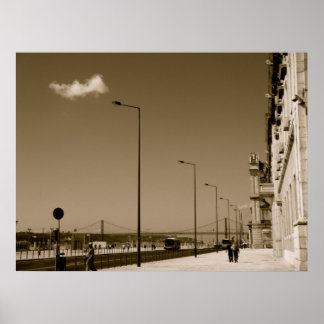 Póster Clássico Black and White City Street em Lisboa