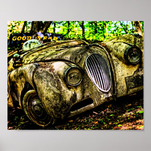 Poster Clássico Car Graveyard | Jaguar XK (Frente)