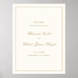 Poster Clássico Casamento Eterno com Borda de Marfim e Do
