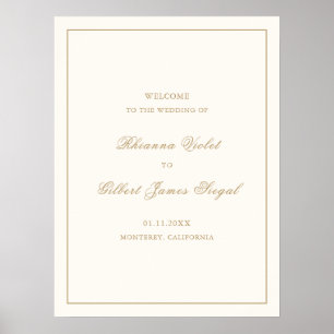 Poster Clássico Casamento Eterno com Borda de Marfim e Do