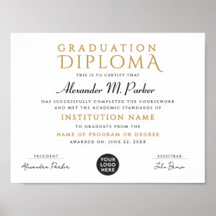 Poster Clássico Chic Preto Dourado Logotipo de Gradução D
