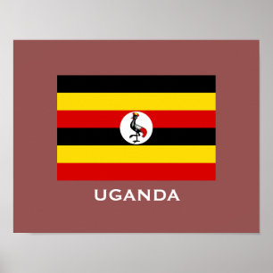 Poster clássico da bandeira da bandeira de Uganda