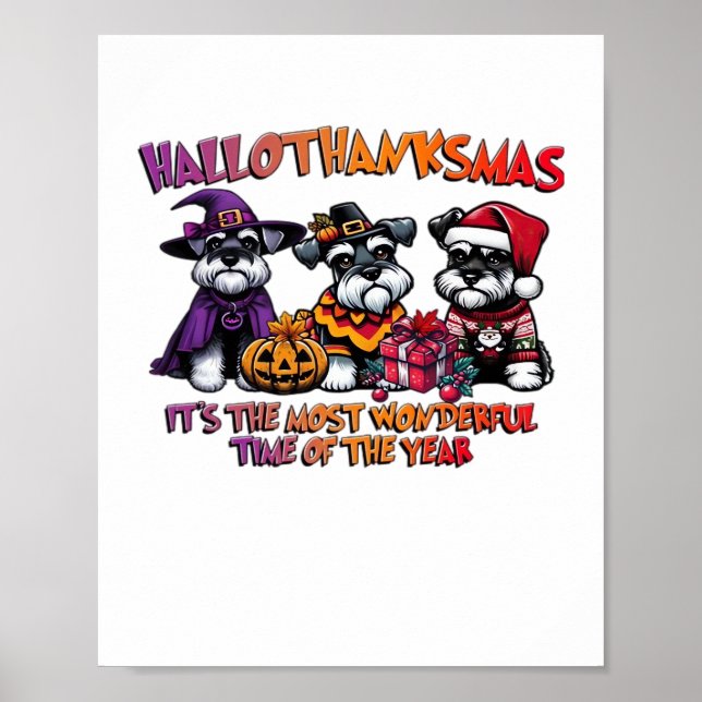 Poster Clássico de Natal do Dia das Bruxas de Schnauzer (Frente)