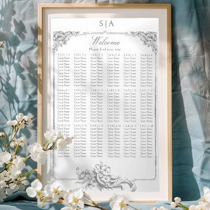 Poster Clássico Elegante francês Rococo Floral