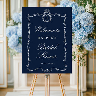Poster Clássico Moderno Quadro Francês Casamento Azul-Nav