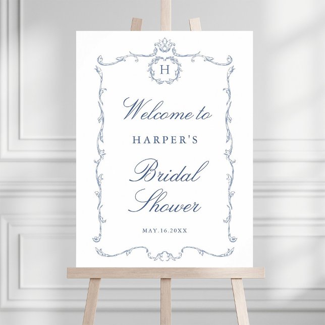 Poster Clássico Moderno Quadro Francês Casamento Azul Poe (Criador carregado)