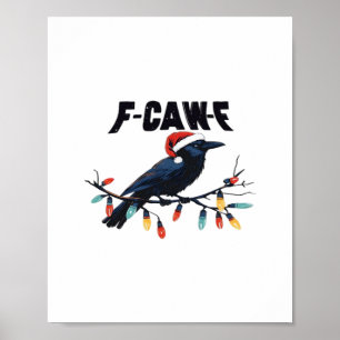 Poster Clássico Natalino Corvo Engraçado Design Retrô