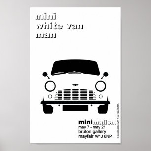 Poster Clássico Original Mini White van minimalista arte