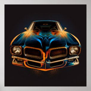 Poster Clássico Pontiac Firebird em silhueta com bg escur