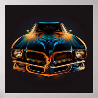 Poster Clássico Pontiac Firebird em silhueta com bg escur