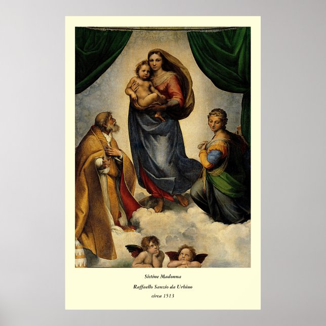 Poster Clássico "Sistine Madonna" (cerca de 1513) de Rafa (Frente)