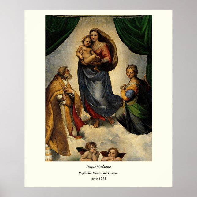 Póster Clássico "Sistine Madonna" (cerca de 1513) de Rafa (Frente)