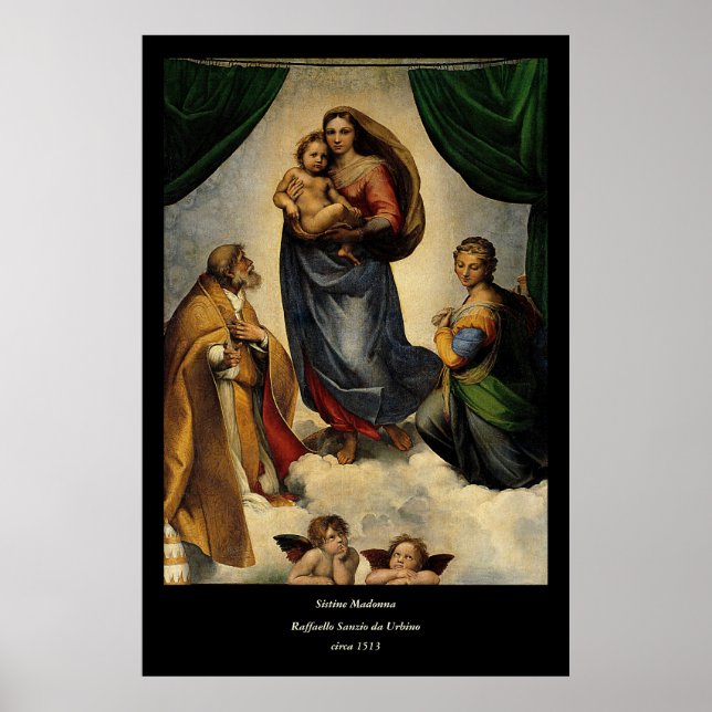 Póster Clássico "Sistine Madonna" (cerca de 1513) de Rafa (Frente)