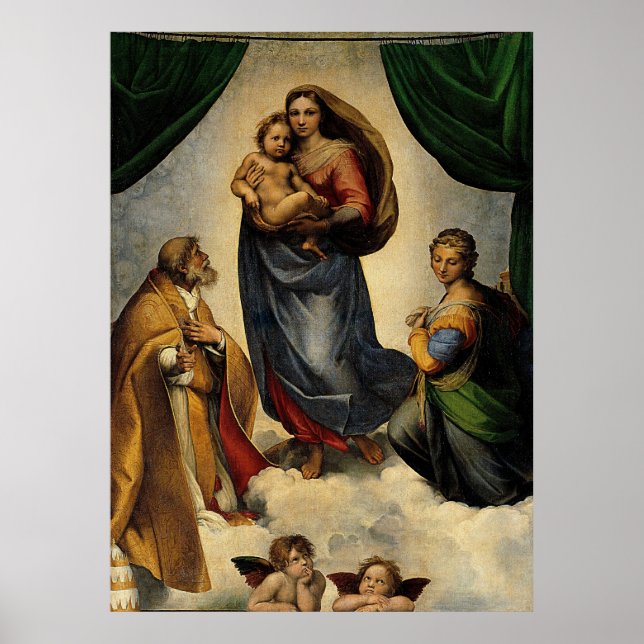 Póster Clássico "Sistine Madonna" (cerca de 1513) de Rafa (Frente)