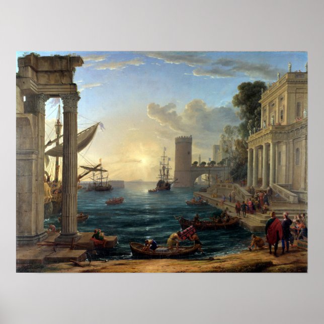 Poster Claude Lorrain Seaport com a Embarque (Frente)