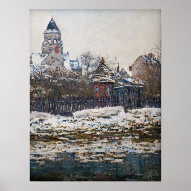 Poster Claude Monet - A Igreja de Vetheuil (Frente)