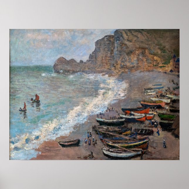 Poster Claude Monet - A praia em Etretat (Frente)