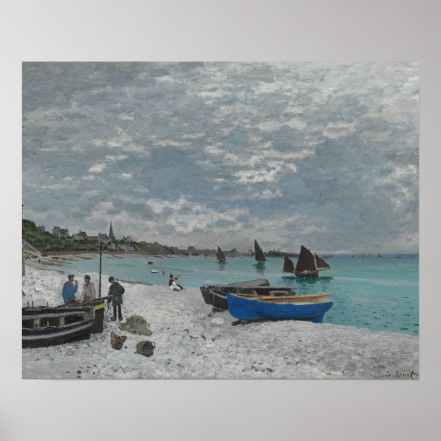 Poster Claude Monet - A praia em Sainte-Adresse (Frente)