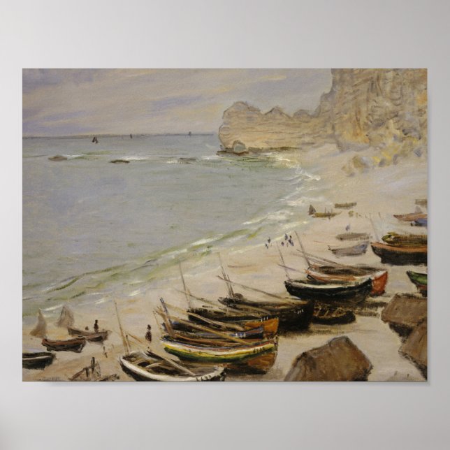 Póster Claude Monet - Barco Na Praia De Etretat (Frente)