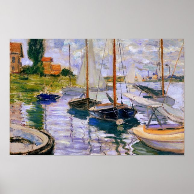 Poster Claude Monet - Barcos à vela no Sena (Frente)
