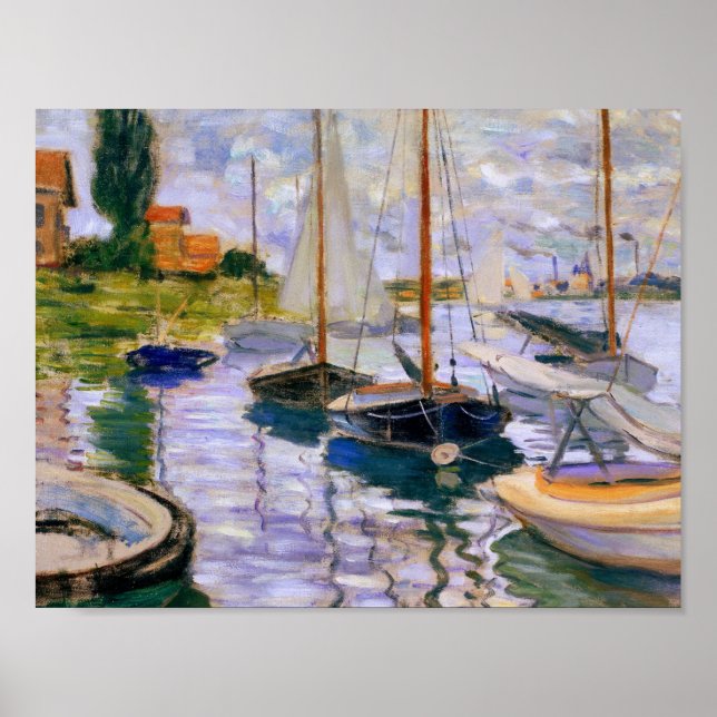 Poster Claude Monet - Barcos à vela no Sena (Frente)