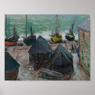 Poster Claude Monet - Barcos na Praia de Etretat