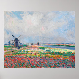 Poster Claude Monet, Bulbfield e Windmill perto de Leyden