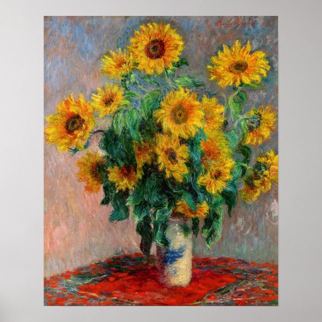 Poster Claude Monet - Buquê de Sunflower (Frente)