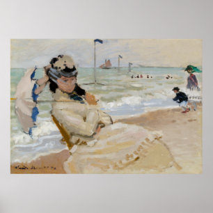 Poster Claude Monet - Camille na praia em Trouville
