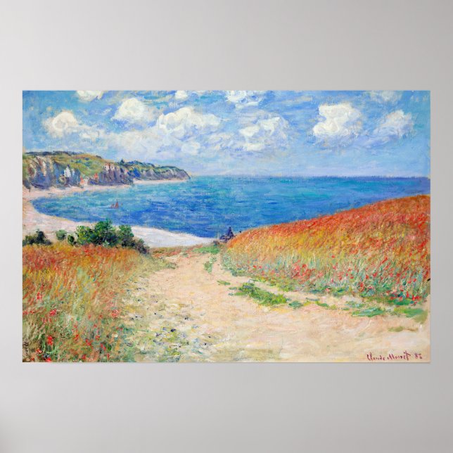 Poster Claude Monet - Caminho em Campos de Trigo em Pourv (Frente)