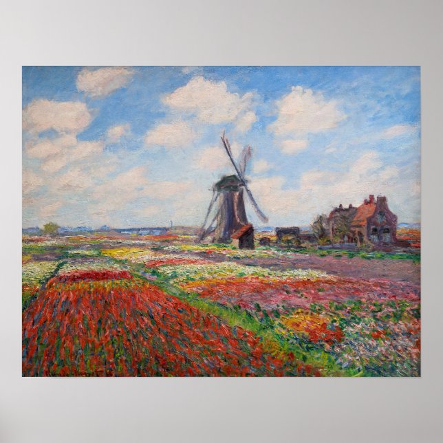 Poster Claude Monet - Campo das Tulipas na Holanda (Frente)