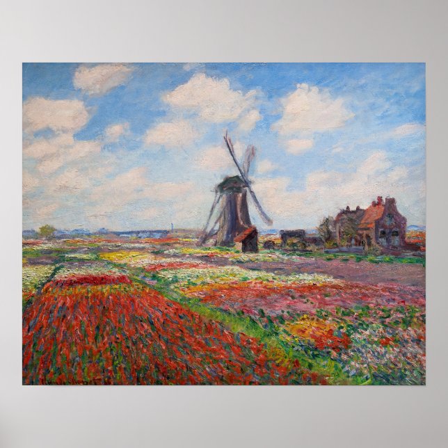 Poster Claude Monet - Campo de Tulipas na Holanda (Frente)